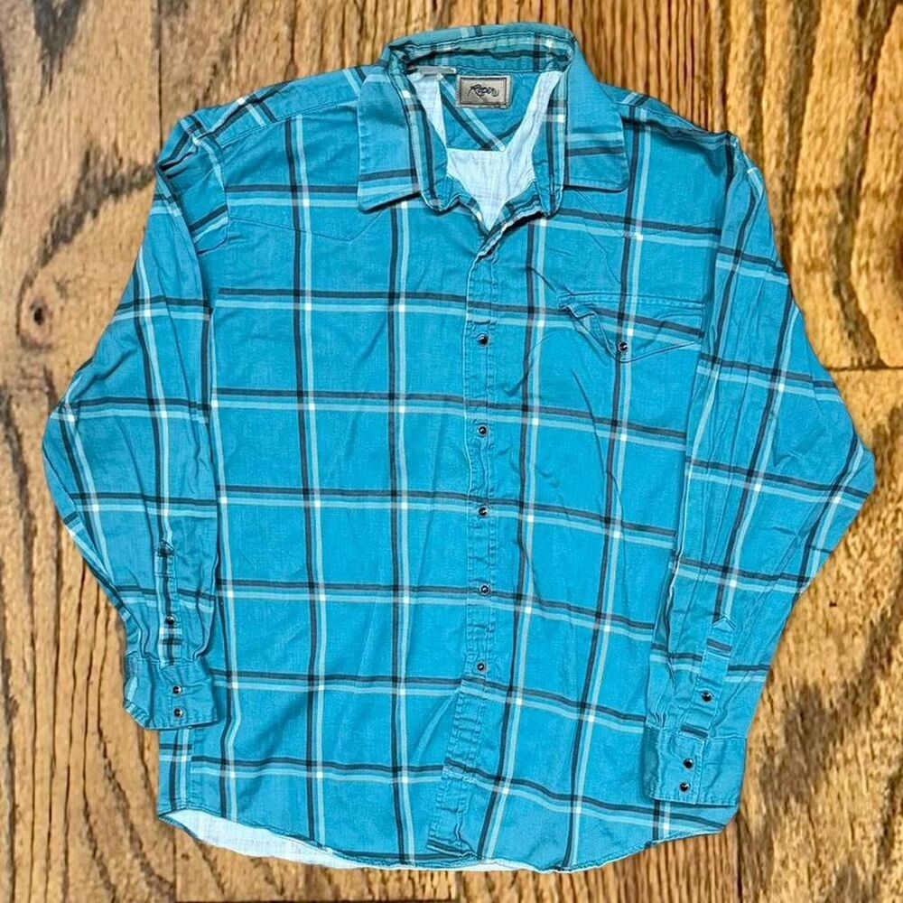 Vintage Plaid Roper Black Pearl Snaps Long Sleeve Rockabilly Western Shirt